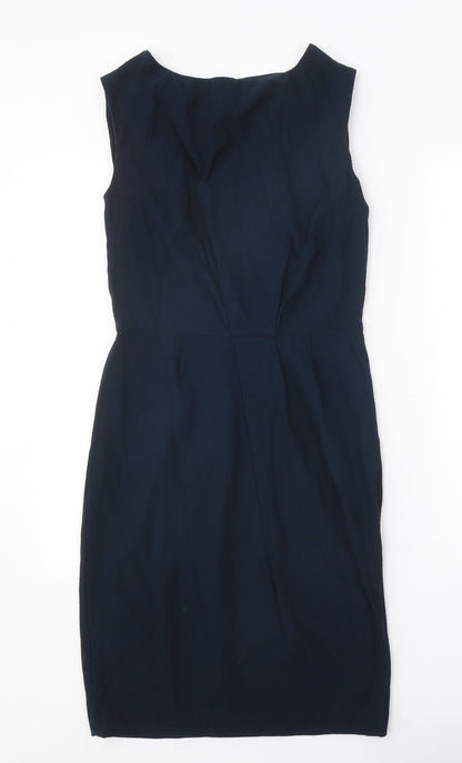 Zara Womens Blue Polyester A-Line Size S Round Neck Zip