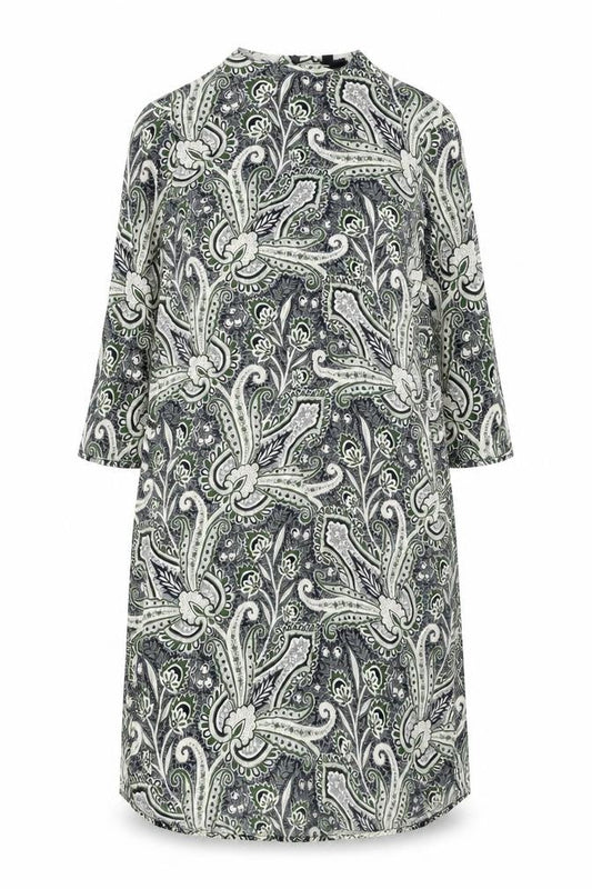Topshop Womens Black Geometric Viscose A-Line Size 8 Round Neck Zip