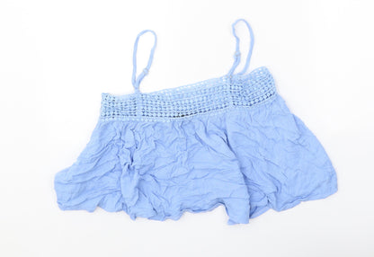 Missguided Womens Blue Viscose Cropped Tank Size 8 Square Neck