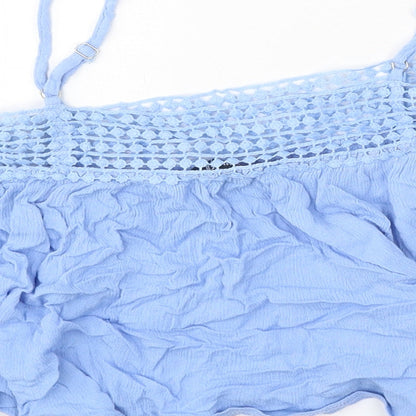 Missguided Womens Blue Viscose Cropped Tank Size 8 Square Neck