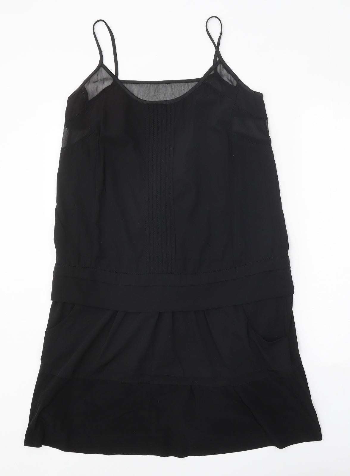 Preworn Womens Black Polyester Tank Dress Size XS Round Neck Pullover