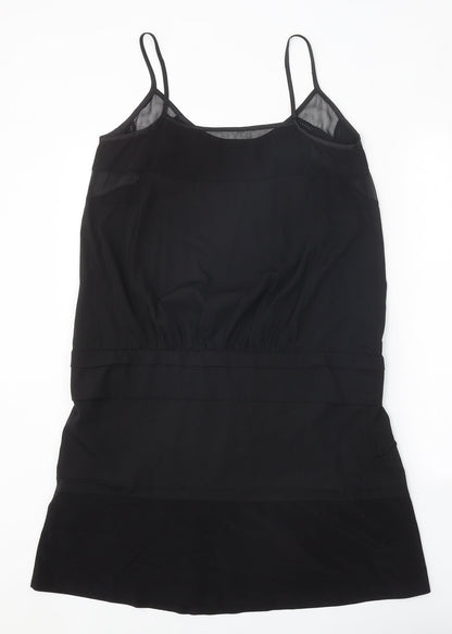 Womens Black Polyester Tank Dress Size XS Round Neck Pullover