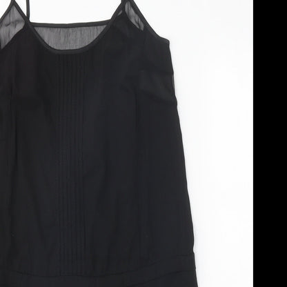 Womens Black Polyester Tank Dress Size XS Round Neck Pullover
