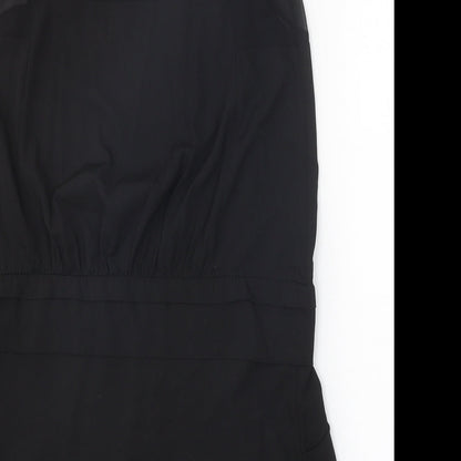 Womens Black Polyester Tank Dress Size XS Round Neck Pullover