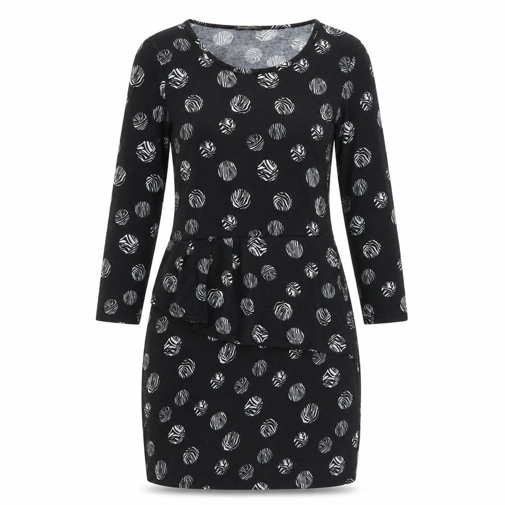 Indulgence Womens Black Geometric Wool A-Line Size S Round Neck Pullover