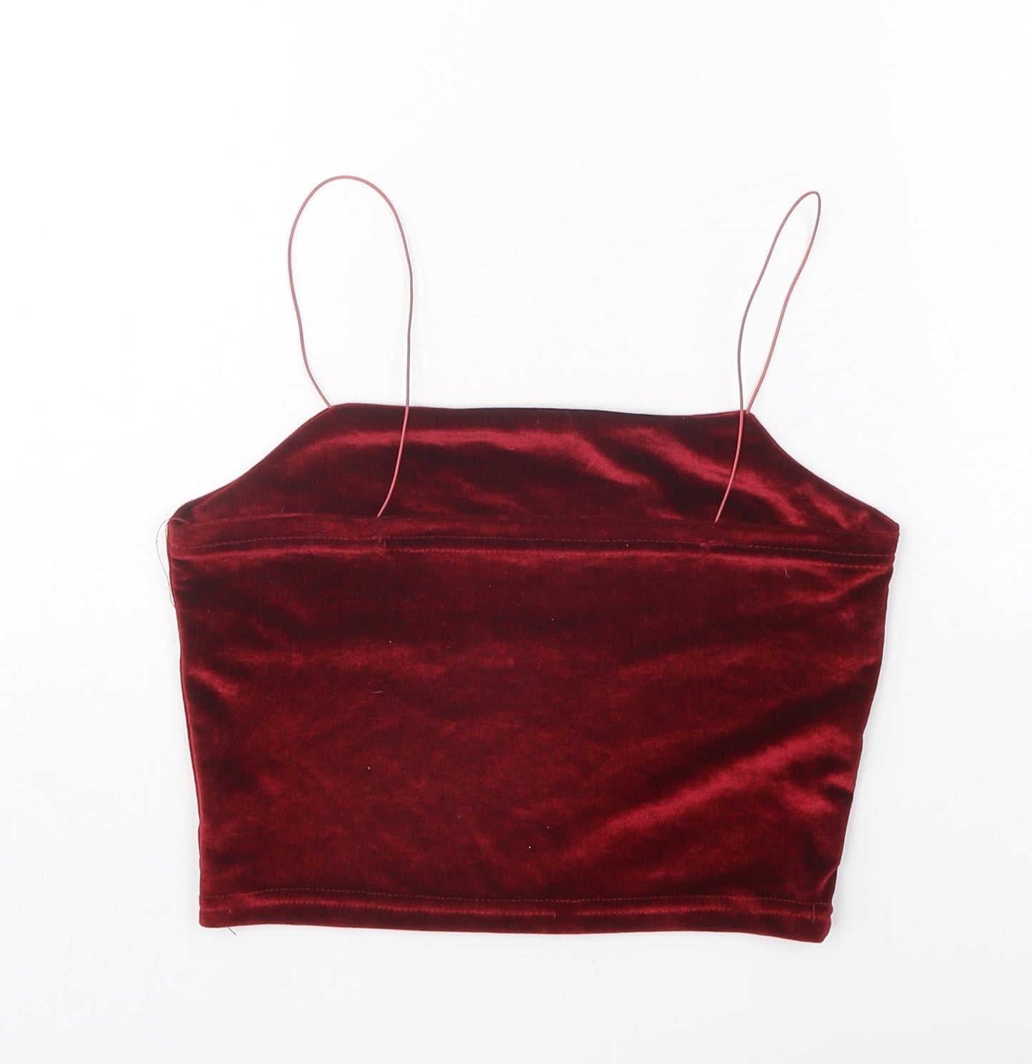 Preworn Womens Red Polyester Cropped Tank Size S Square Neck
