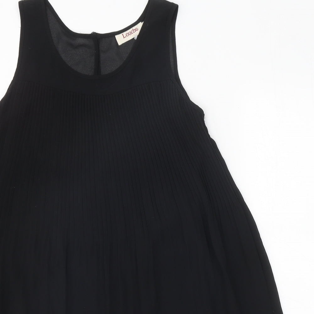 Louche Womens Black Polyester Tank Dress One Size Round Neck Button