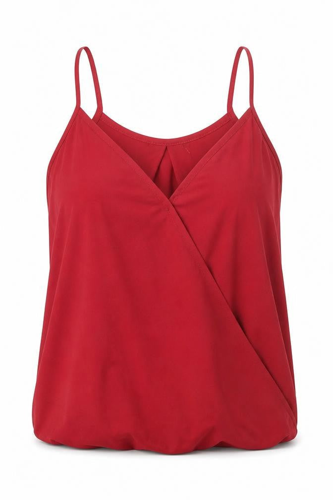 Preworn Womens Red Polyester Basic Tank Size XL V-Neck