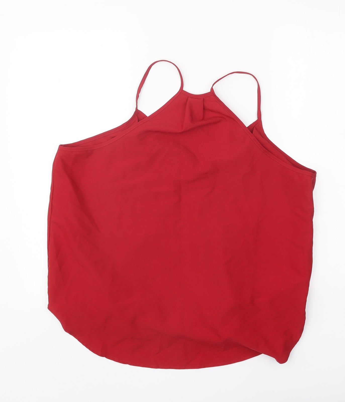 Preworn Womens Red Polyester Basic Tank Size XL V-Neck