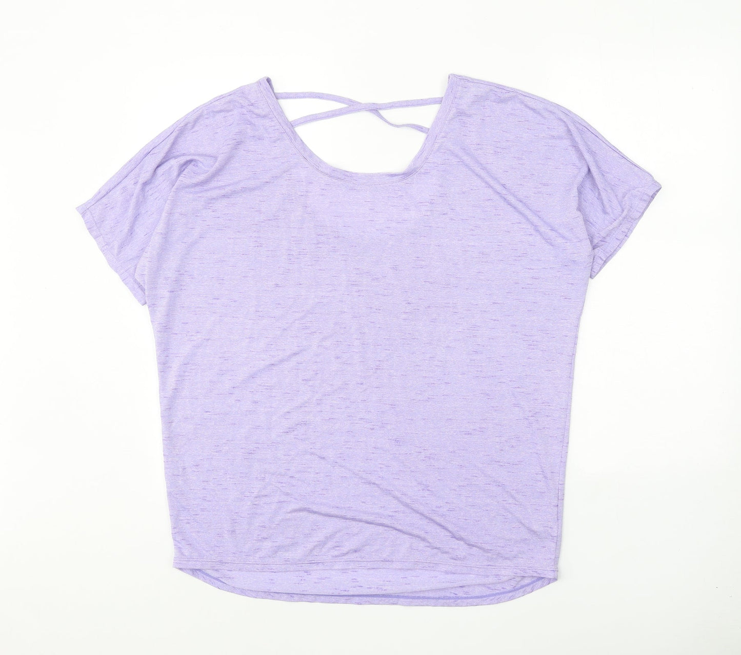 Preworn Womens Purple Polyester Basic T-Shirt Size 12 Round Neck