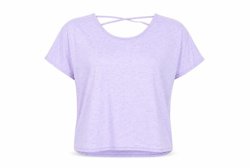 Preworn Womens Purple Polyester Basic T-Shirt Size 12 Round Neck