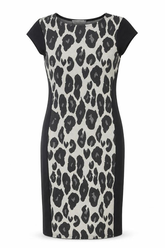 Cameo Rose Womens Black Animal Print Polyester Pencil Dress Size 12 Boat Neck Pullover - Leopard Print