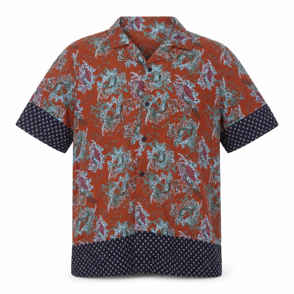 Native Youth Mens Brown Geometric Viscose Button-Up Size S Collared Button