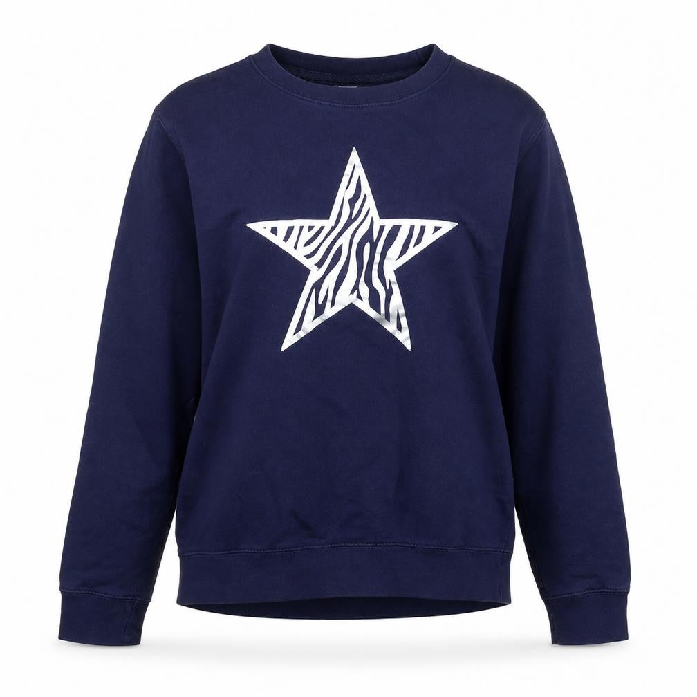 Preworn Womens Blue Cotton Pullover Sweatshirt Size S Pullover - Zebra print Star
