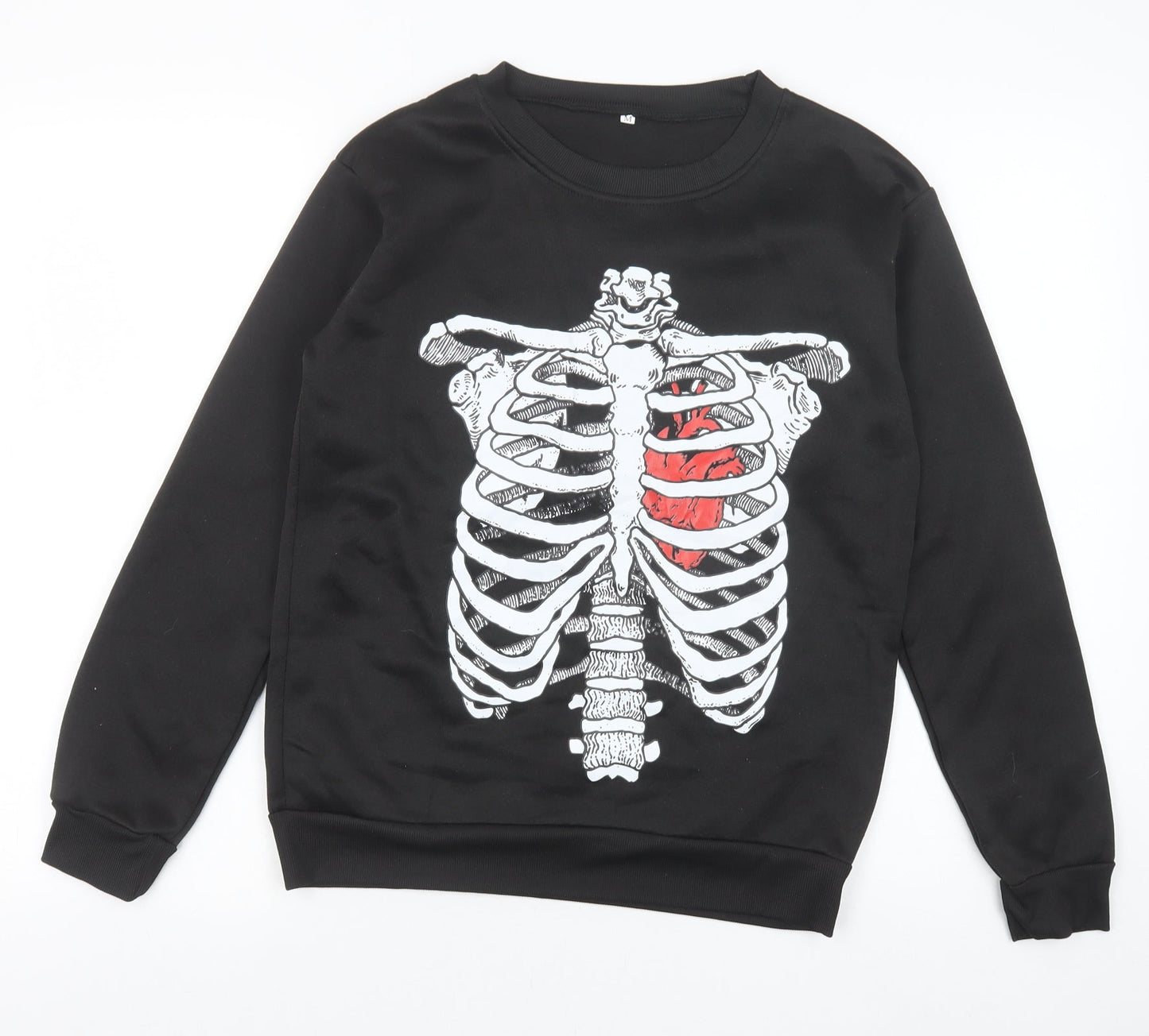 Preworn Womens Black Polyester Pullover Sweatshirt Size M Pullover - Skeleton