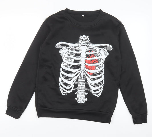 Preworn Womens Black Polyester Pullover Sweatshirt Size M Pullover - Skeleton