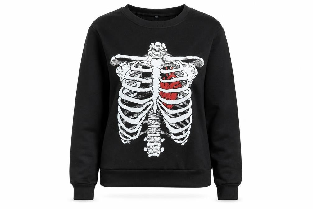 Preworn Womens Black Polyester Pullover Sweatshirt Size M Pullover - Skeleton