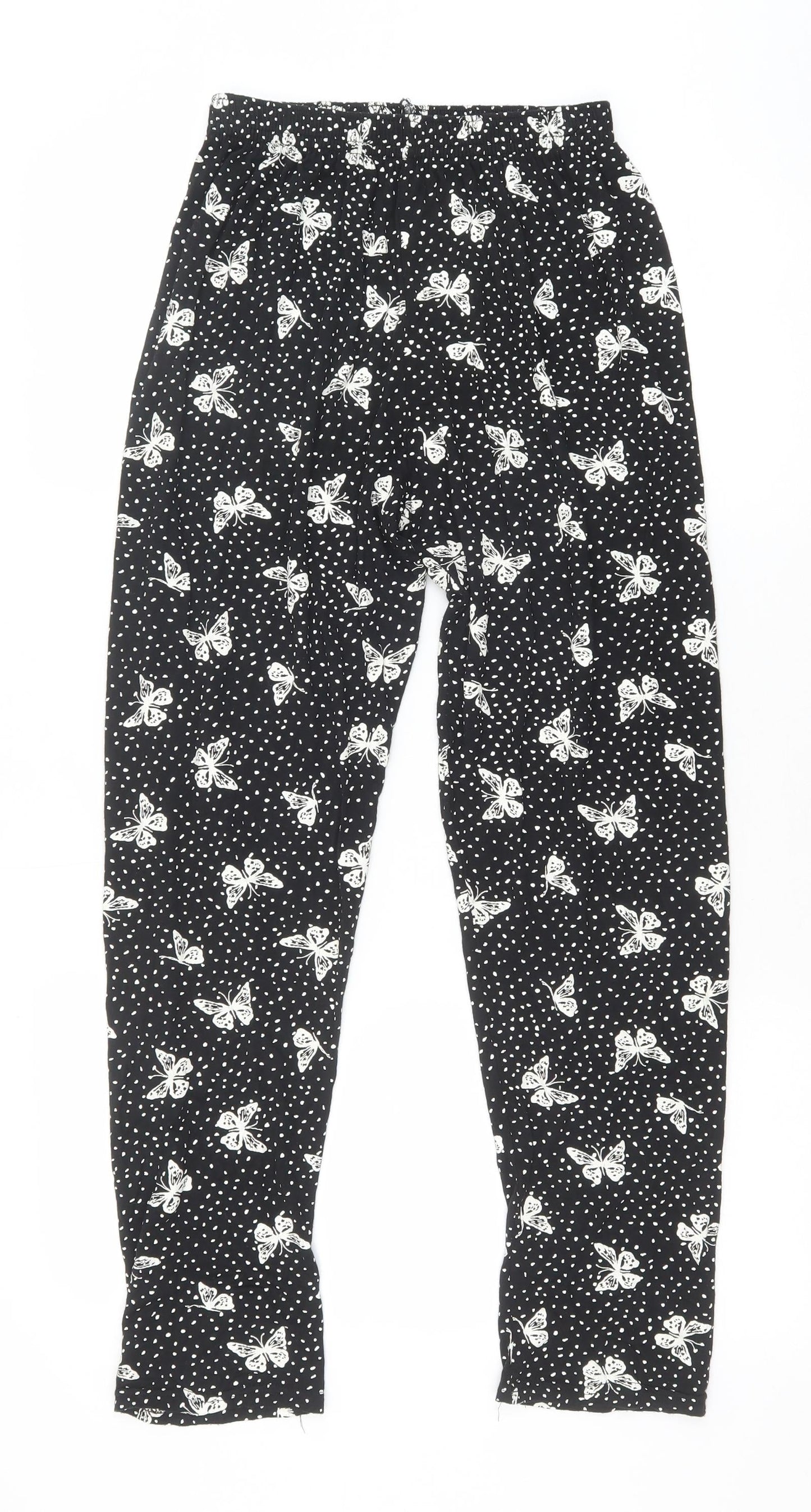 Preworn Womens Black Geometric Polyester Jogger Leggings Size M - Butterfly Print