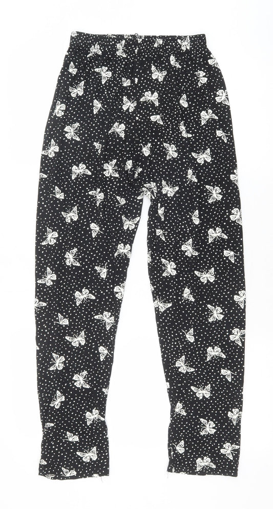 Preworn Womens Black Geometric Polyester Jogger Leggings Size M - Butterfly Print
