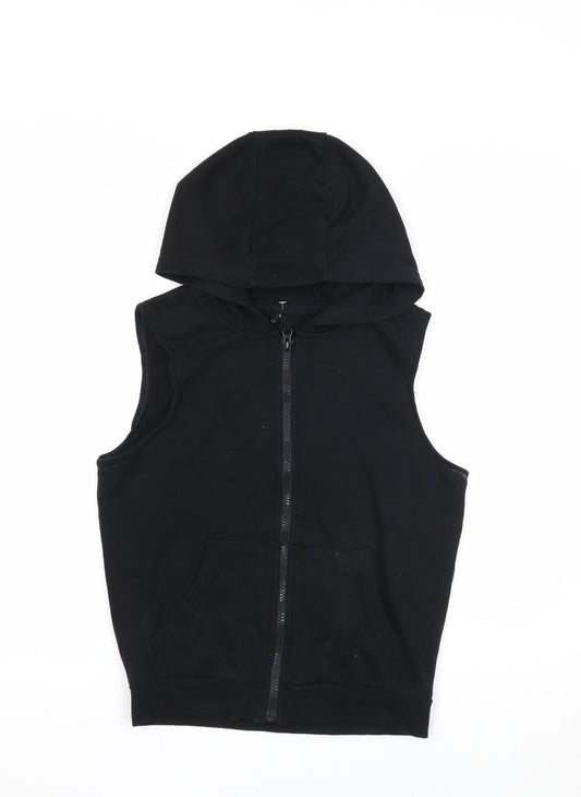 George Boys Black Cotton Full Zip Hoodie Size 9-10 Years Zip