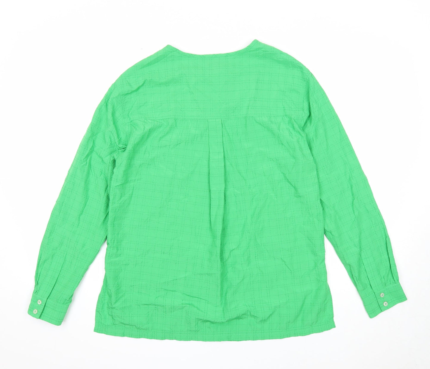 Marks and Spencer Womens Green Geometric Modal Basic Button-Up Size 8 Round Neck