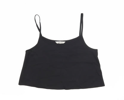 Peacocks Womens Black Polyester Cropped Tank Size 8 Scoop Neck