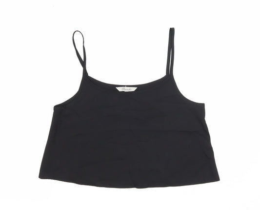 Peacocks Womens Black Polyester Cropped Tank Size 8 Scoop Neck