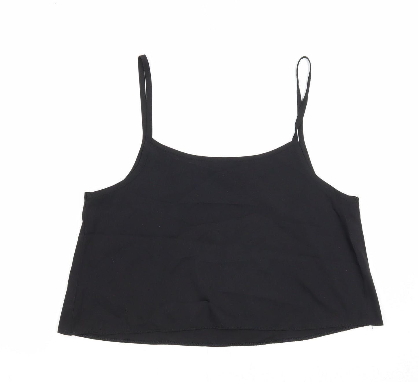 Peacocks Womens Black Polyester Cropped Tank Size 8 Scoop Neck