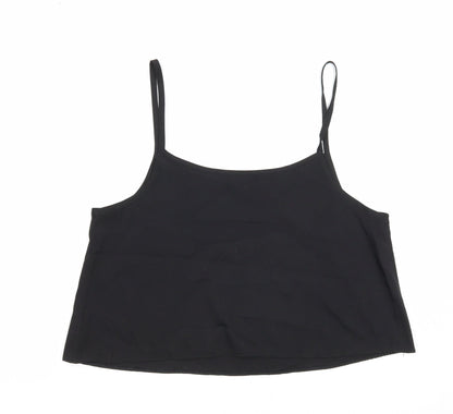 Peacocks Womens Black Polyester Cropped Tank Size 8 Scoop Neck