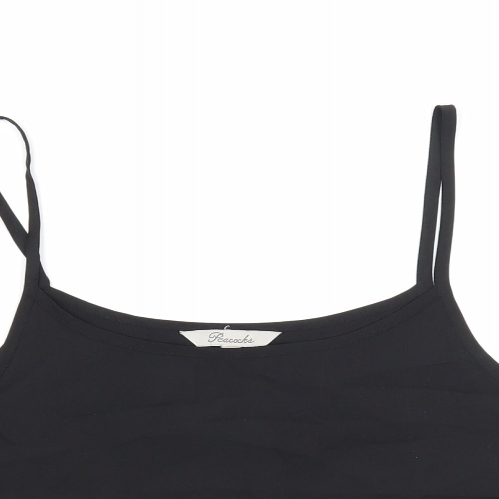 Peacocks Womens Black Polyester Cropped Tank Size 8 Scoop Neck