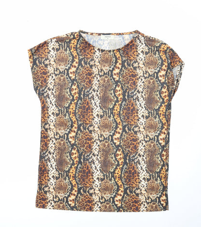 Papaya Womens Multicoloured Geometric Polyester Basic T-Shirt Size 10 Round Neck