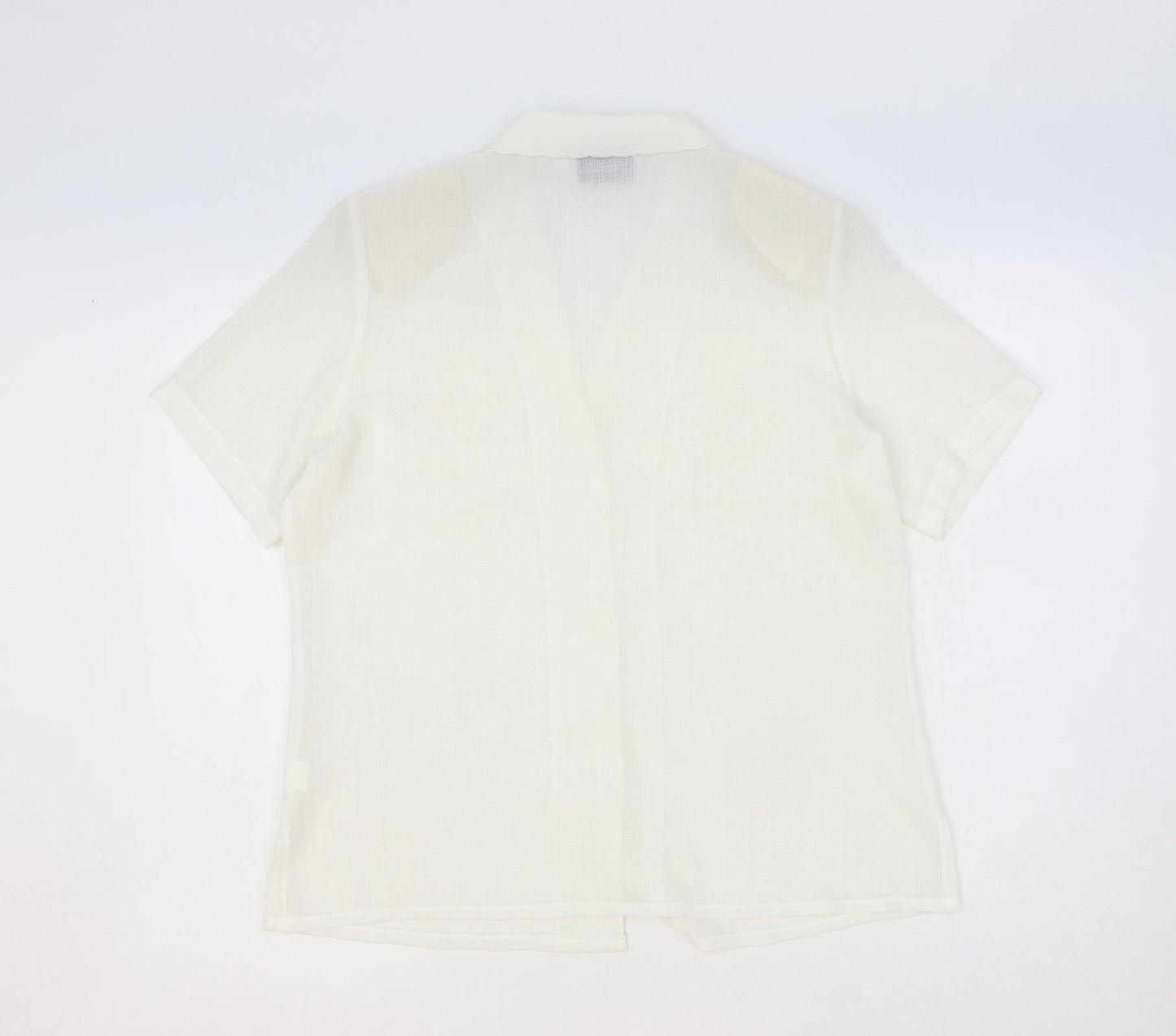 Clothes Contact Womens Ivory Floral Polyester Basic Button-Up Size 12 Collared