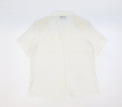 Clothes Contact Womens Ivory Floral Polyester Basic Button-Up Size 12 Collared