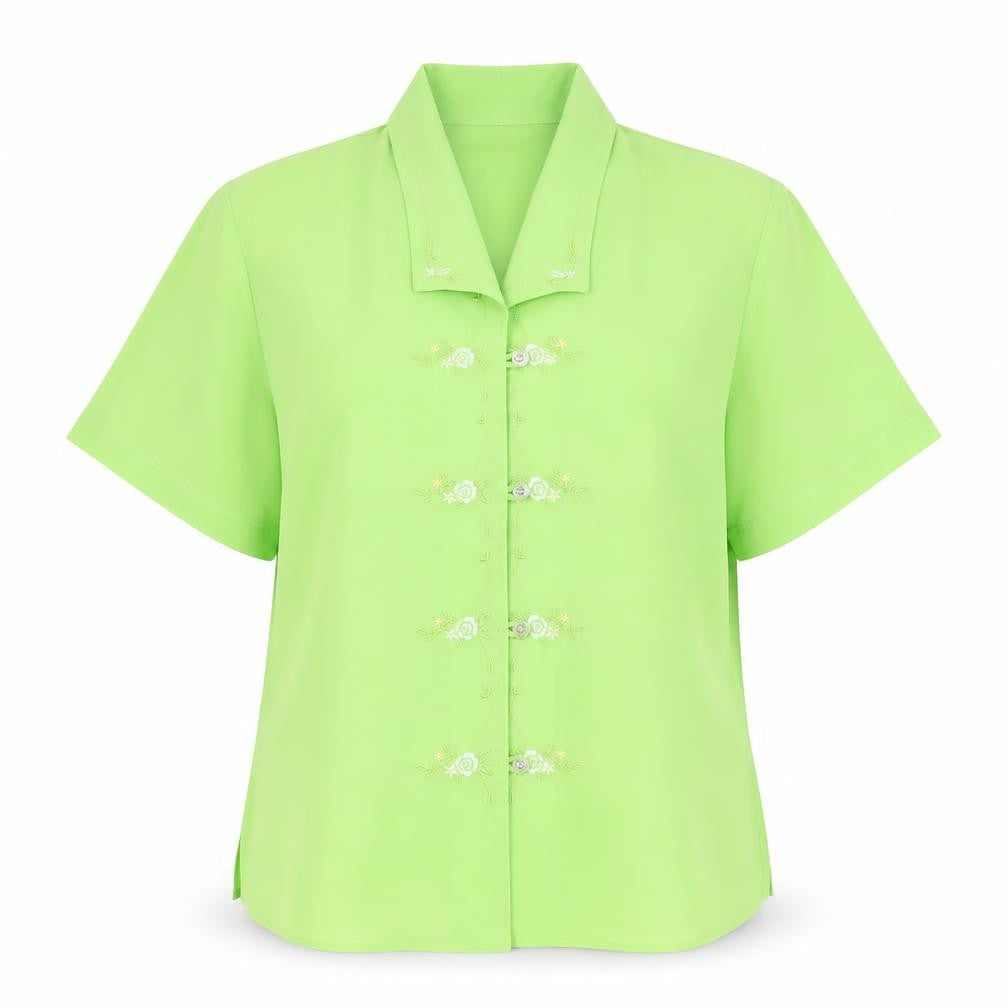Hamells Womens Green Polyester Basic Button-Up Size 14 Collared