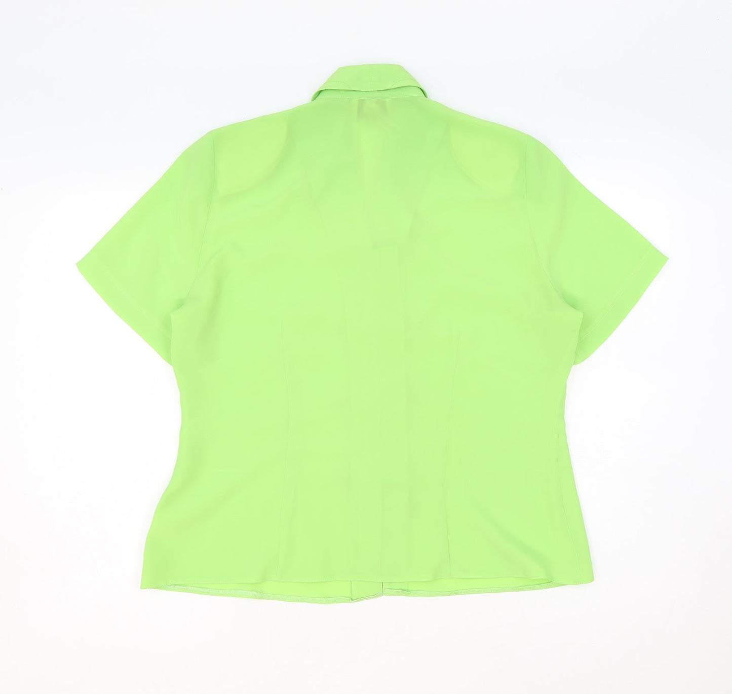 Hamells Womens Green Polyester Basic Button-Up Size 14 Collared