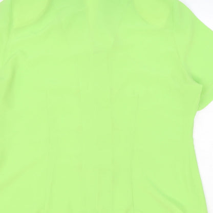 Hamells Womens Green Polyester Basic Button-Up Size 14 Collared
