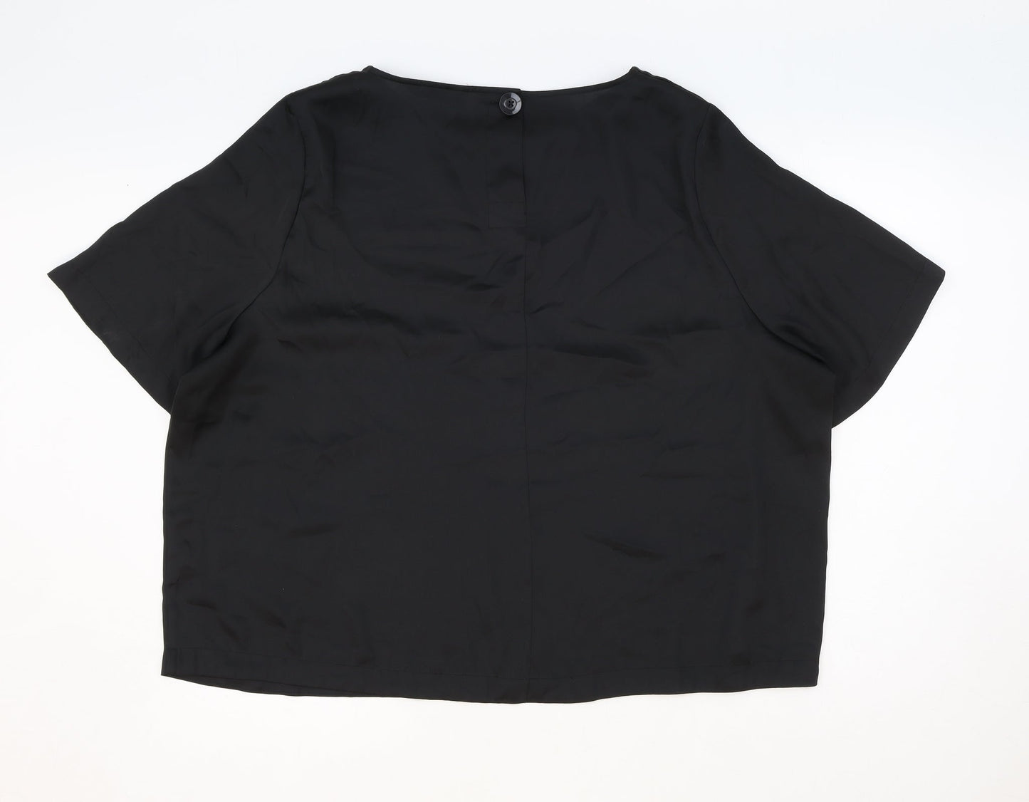 Marks and Spencer Womens Black Polyester Basic T-Shirt Size 2XL Round Neck