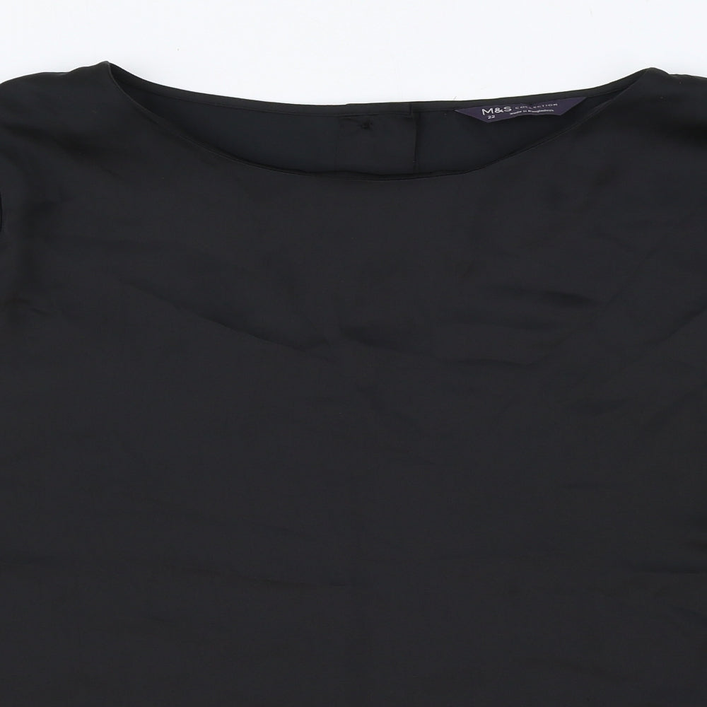 Marks and Spencer Womens Black Polyester Basic T-Shirt Size 2XL Round Neck