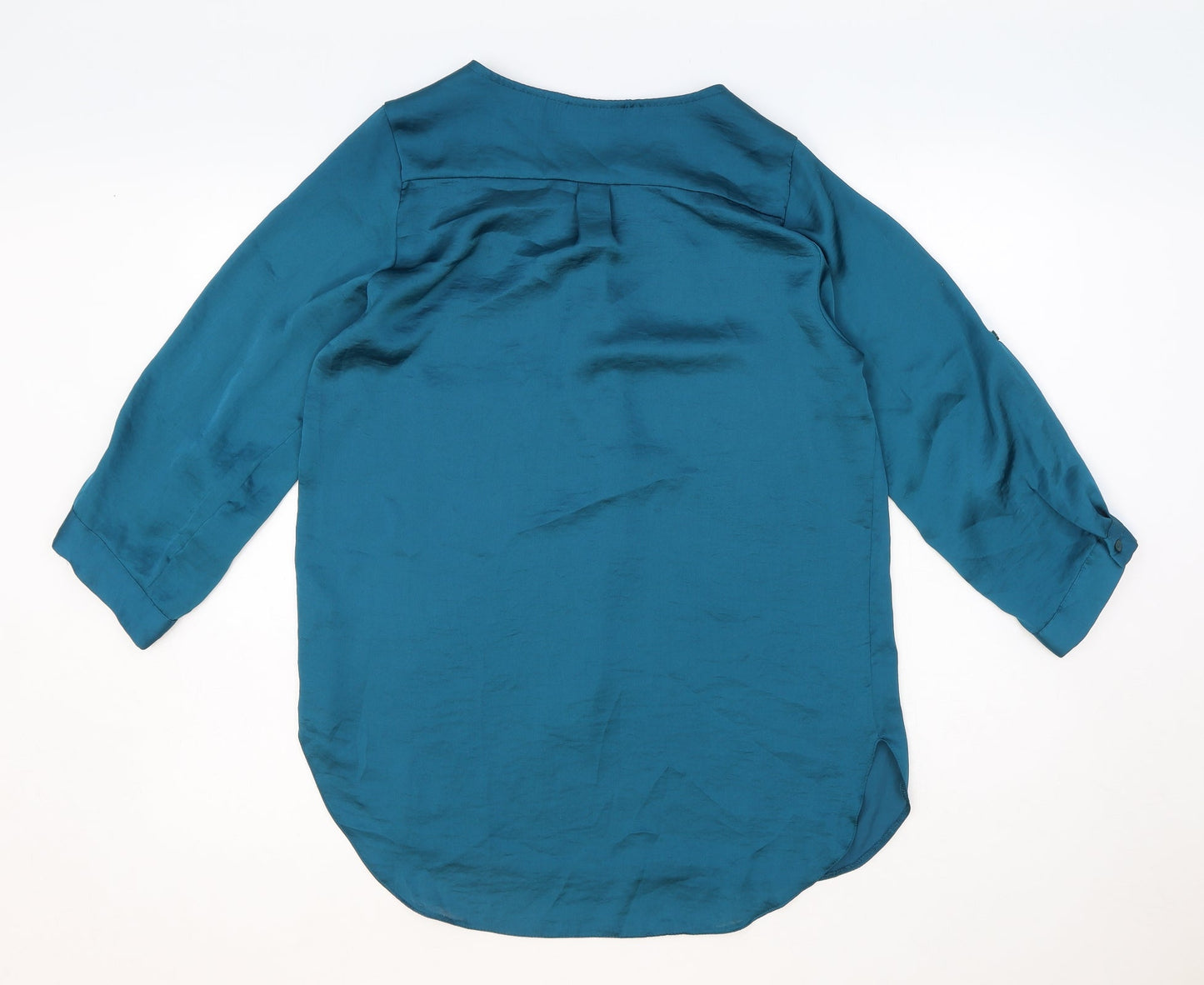 Wallis Womens Blue Polyester Basic Blouse Size S V-Neck
