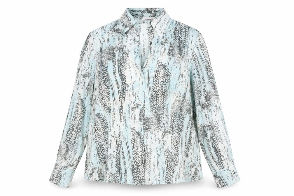 Gerry Weber Womens Blue Geometric Polyester Basic Button-Up Size 18 Collared