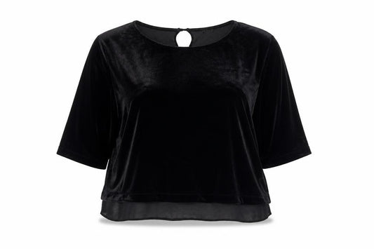 River Island Womens Black Polyester Cropped Blouse Size 18 Boat Neck - Chiffon Hem