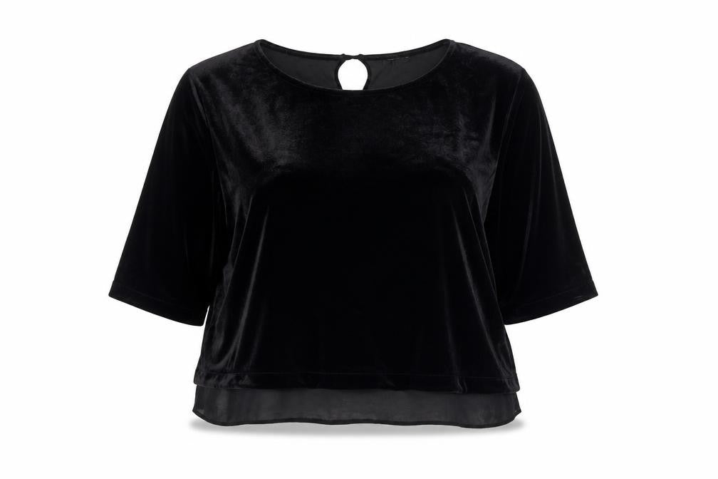 River Island Womens Black Polyester Cropped Blouse Size 18 Boat Neck - Chiffon Hem