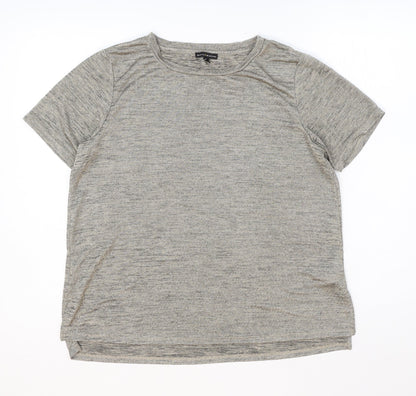 Mercer & Madison Womens Beige Polyester Basic T-Shirt Size M Round Neck