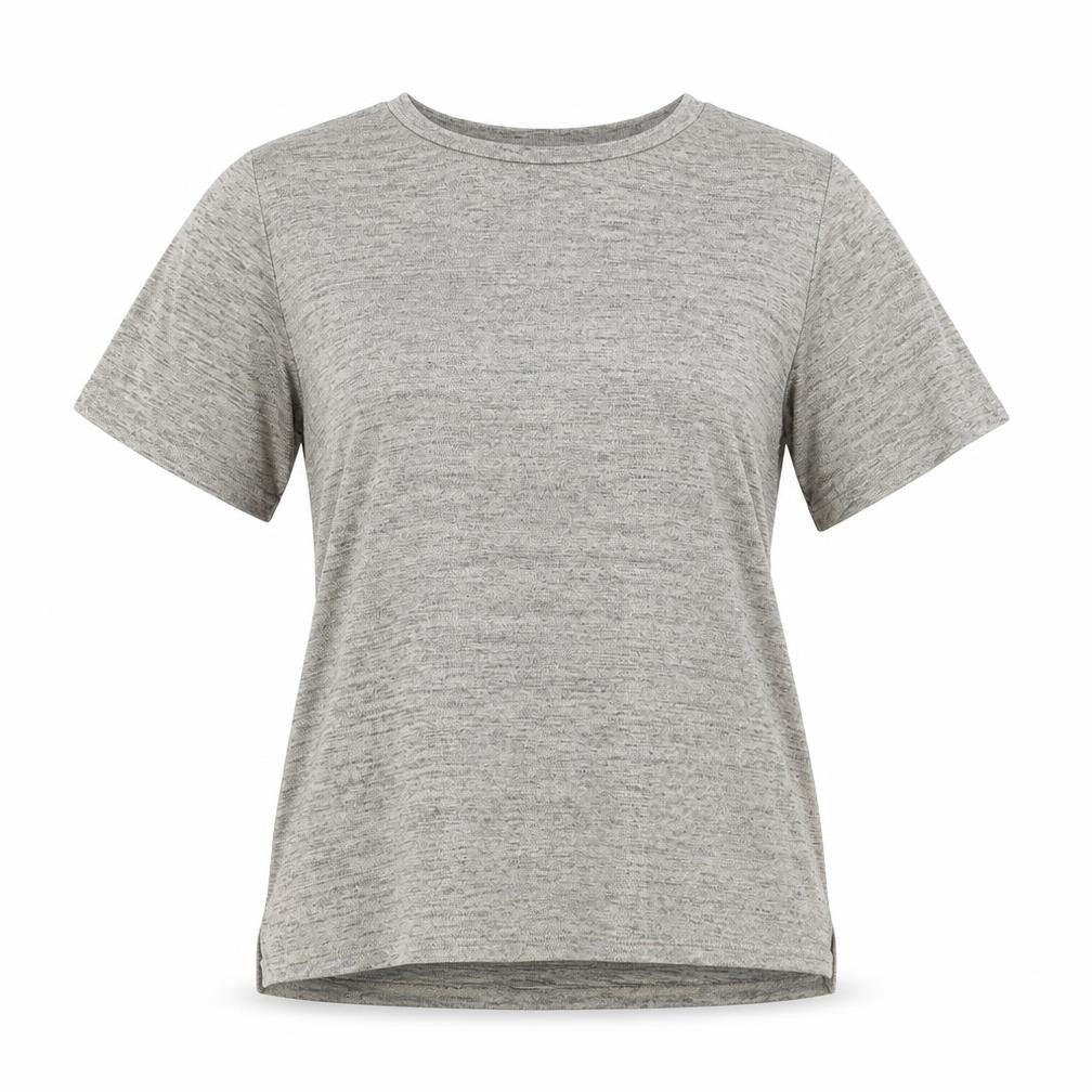 Mercer & Madison Womens Beige Polyester Basic T-Shirt Size M Round Neck