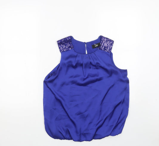 Wallis Womens Blue Polyester Basic Blouse Size S Scoop Neck