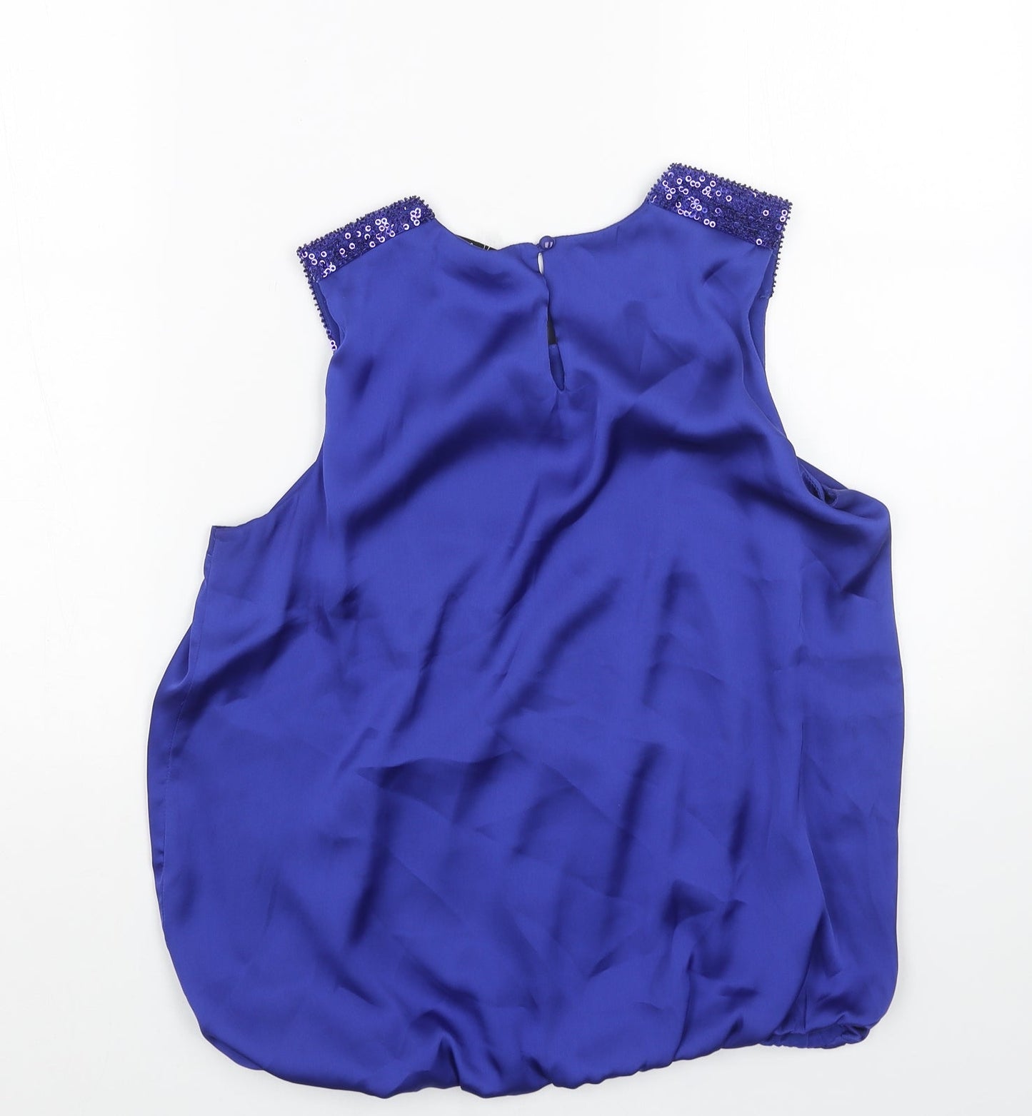 Wallis Womens Blue Polyester Basic Blouse Size S Scoop Neck