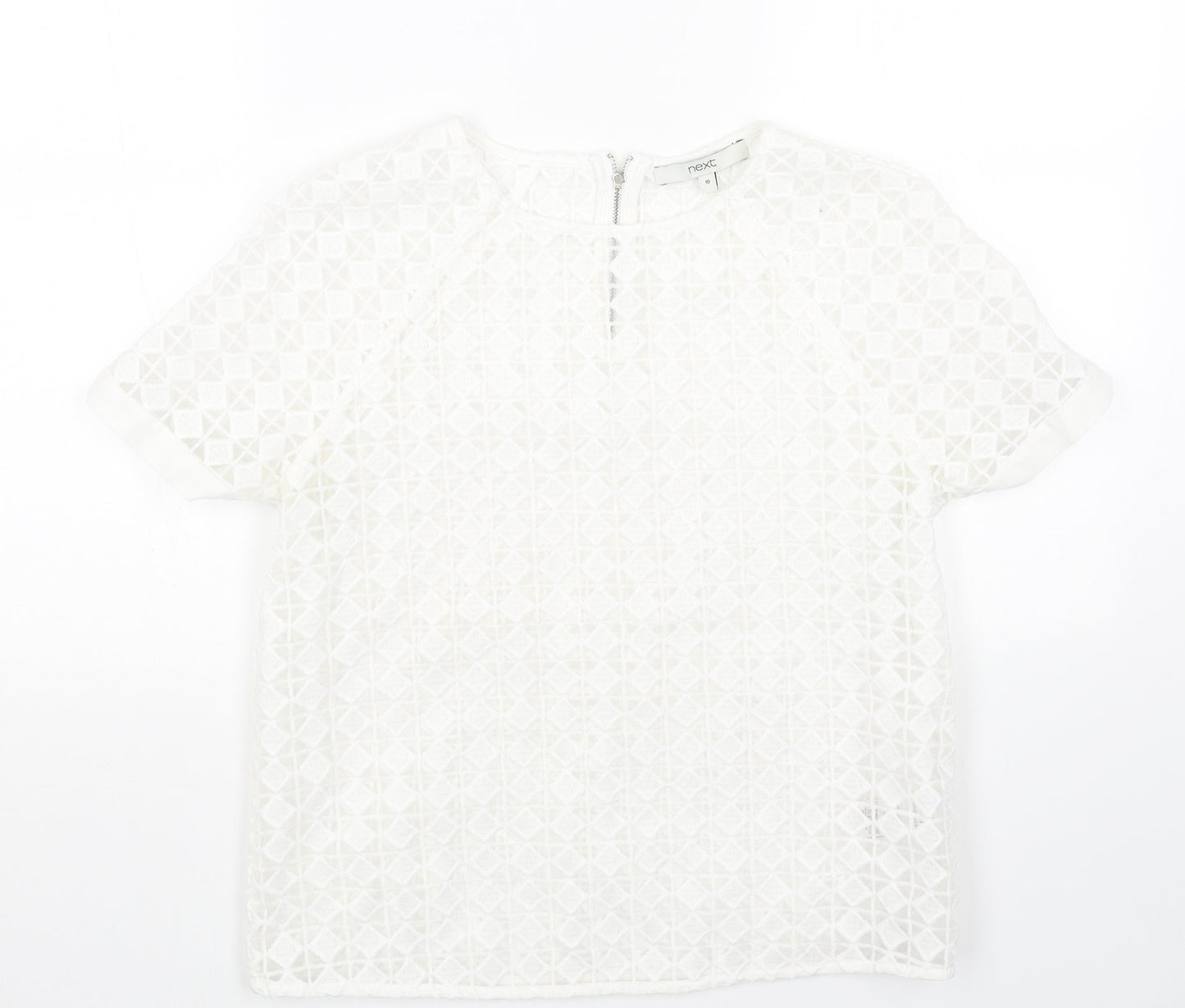 NEXT Womens White Polyester Basic Blouse Size 10 Round Neck