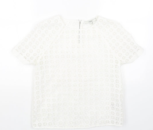 NEXT Womens White Polyester Basic Blouse Size 10 Round Neck