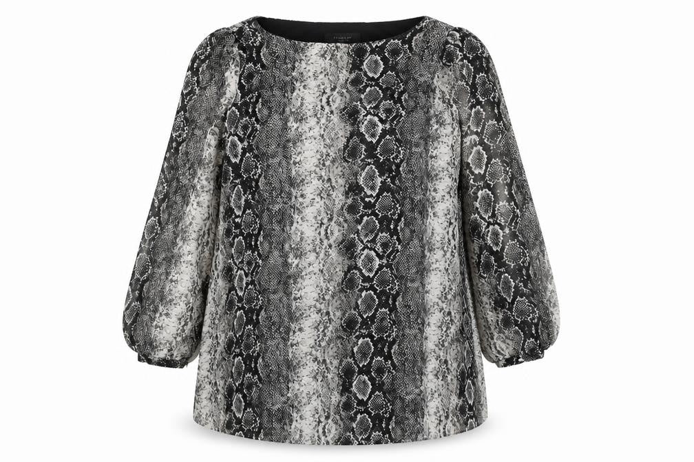 Primark Womens Grey Animal Print Polyester A-Line Size 16 Round Neck Pullover - Snakeskin Pattern