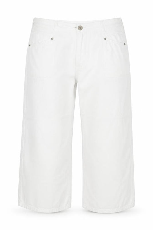 INTOWN Womens White Cotton Cropped Jeans Size 38 in L23 in Regular Button